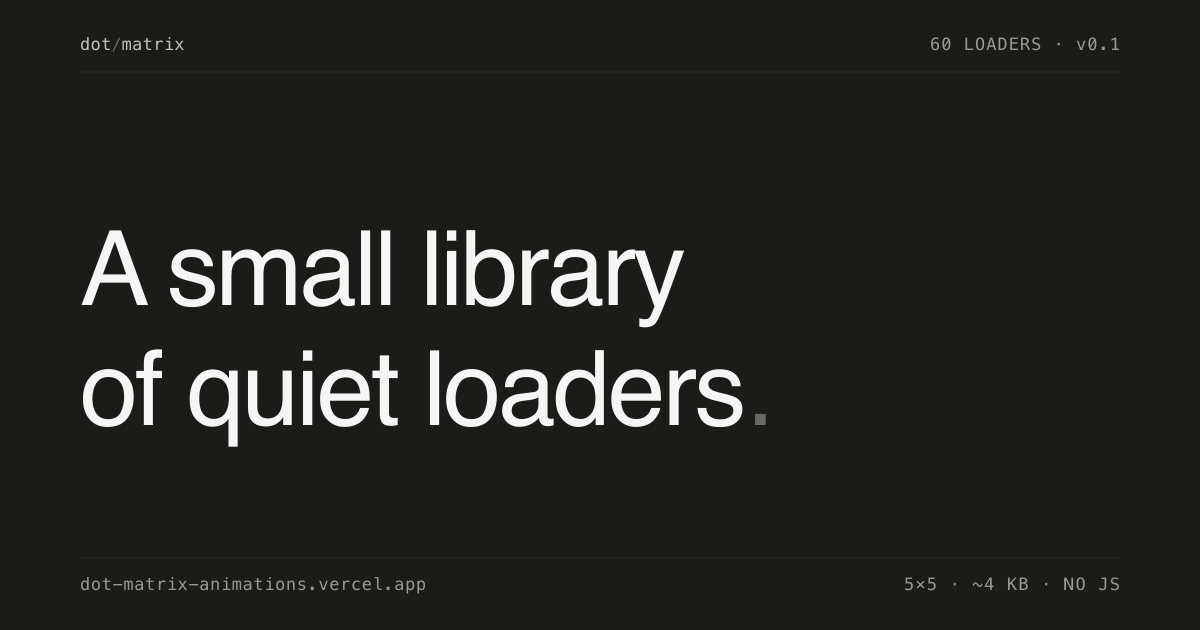 dot/matrix, a library of 60 quiet loaders